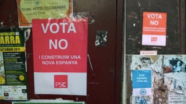 Aparecen carteles falsos de Cs, PSC y PP a favor del «no» en el referéndum para incentivar la participación