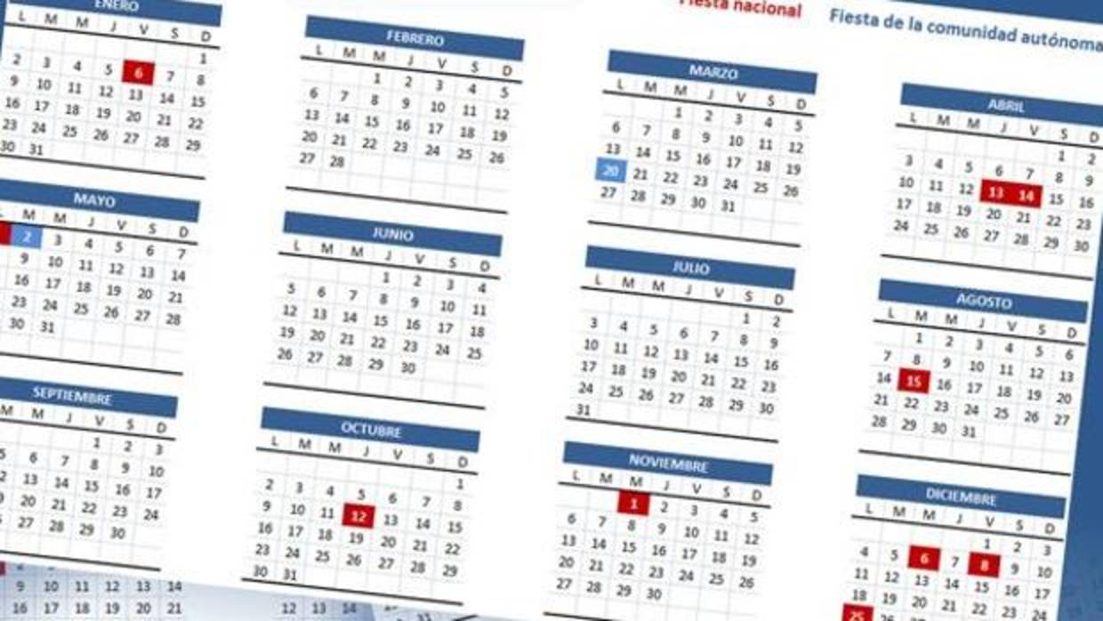 Calendario laboral de 2018 en Madrid