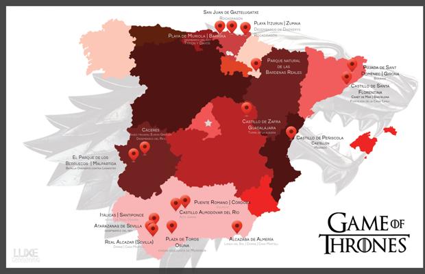 Mapa: una ruta con autocaravana por todos los escenarios de «Juego de Tronos» en España