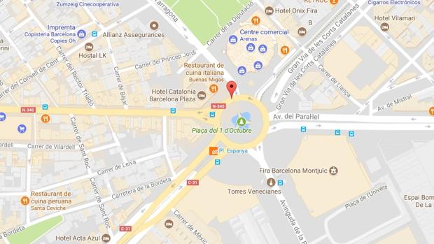 Un hacker rebautiza en Google Maps la plaza de España de Barcelona por plaza del 1-O