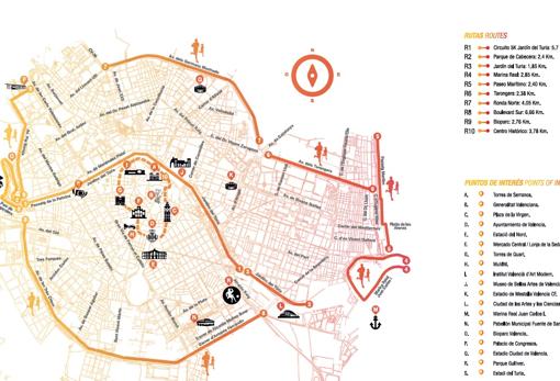 Imagen con el plano de las rutas