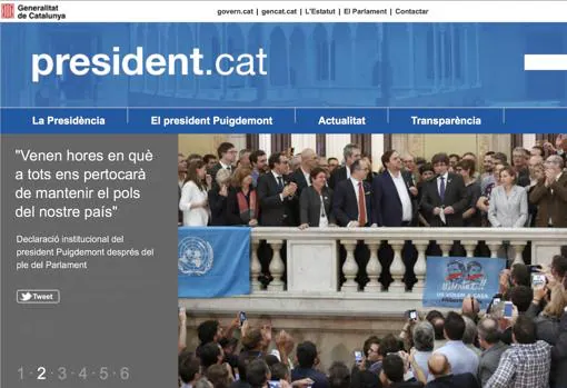 El Gobierno tampoco ha desmantelado la web oficial president.cat, costeada por la Generalitat