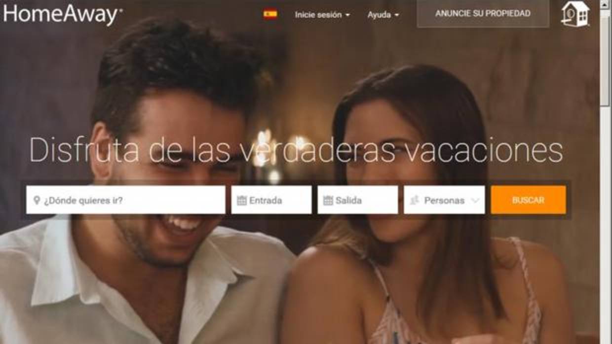 Página web de la plataforma HomeAway