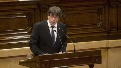 Puigdemont, el 10-O en su declaración desde el Parlament