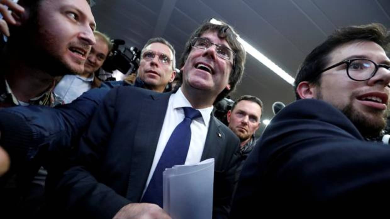 Carles Puigdemont, en Bruselas a la salida de su rueda de prensa