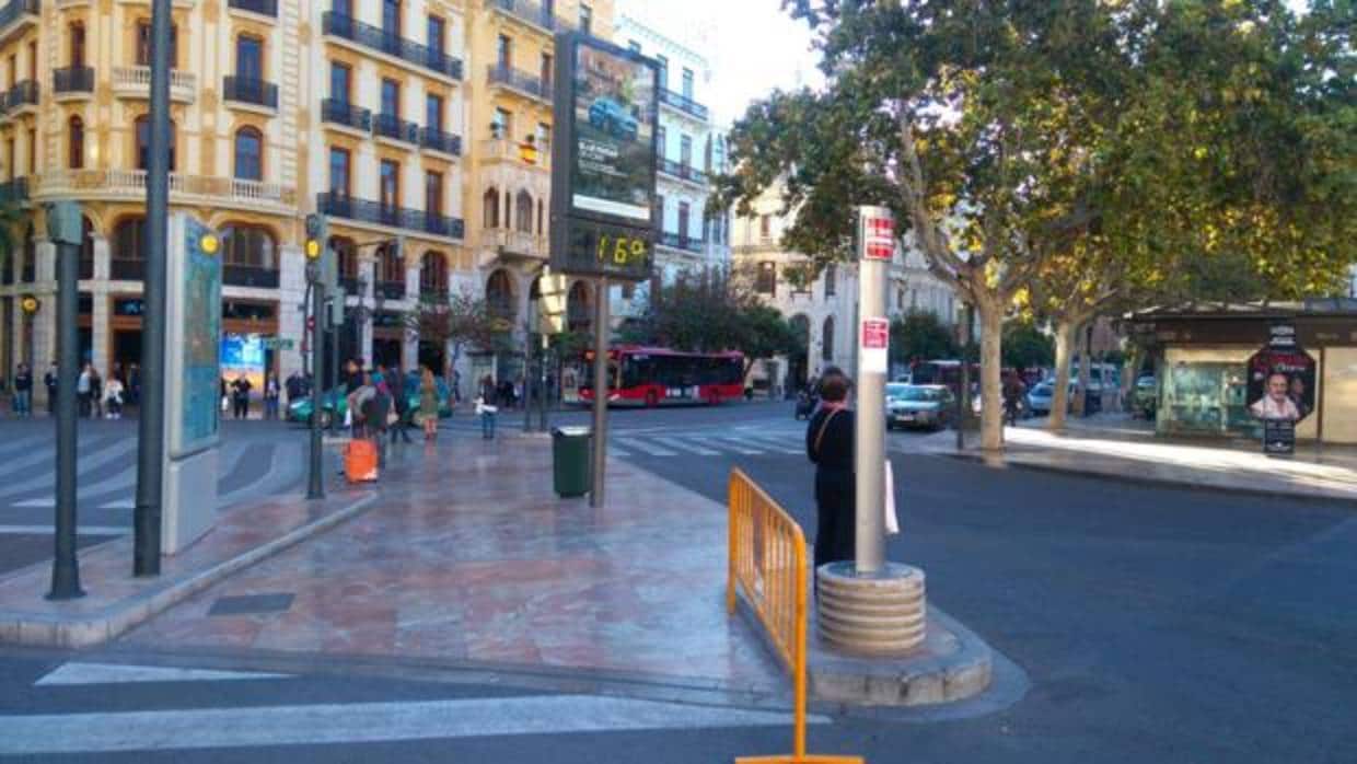 Imagen tomada este lunes en la Plaza del Ayuntamiento de Valencia