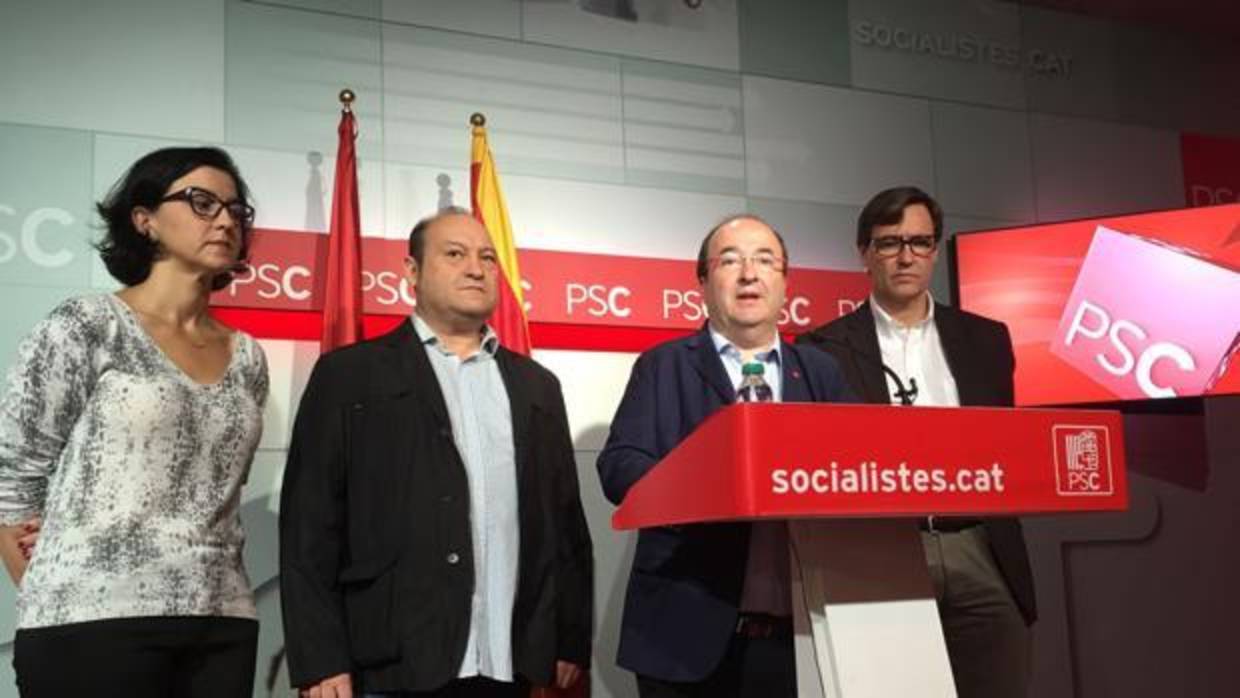 El líder del PSC, Miquel Iceta, durante una rueda de prensa