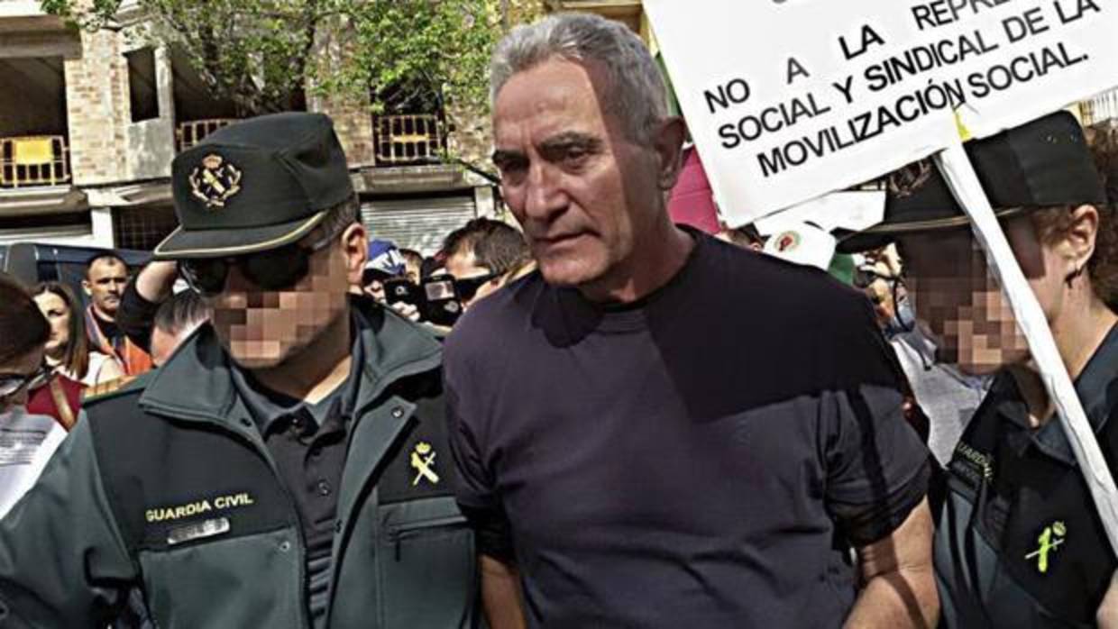 El dirigente del SAT y diputado Diego Cañamero, durante su detención