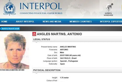 Imagen de la última ficha de Antonio Anglés disponible en Interpol