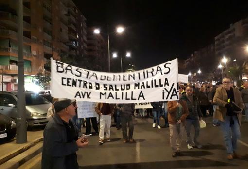 Pancarta en la manifestación en el barrio de Malilla de Valencia
