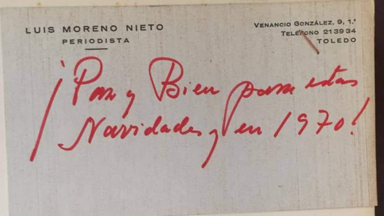 Tarjeta de Luis Moreno Nieto a Hilario Barrero