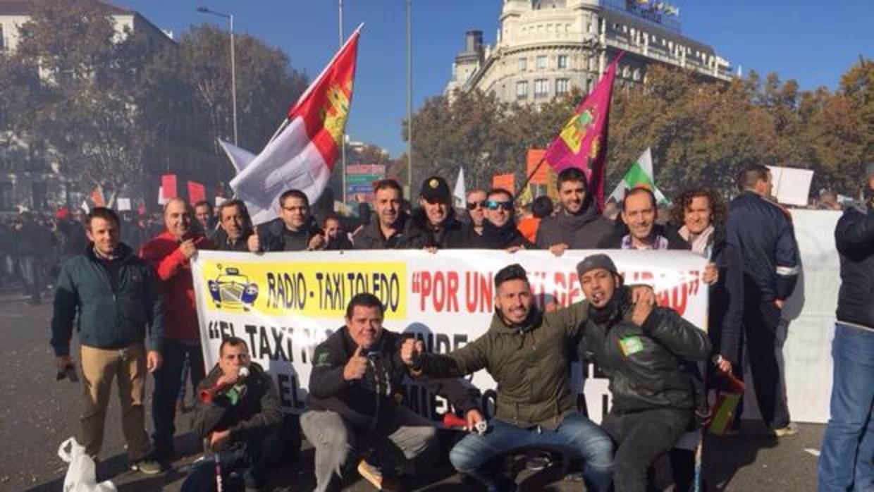 Los taxistas toledanos, en la manifestación de Madrid