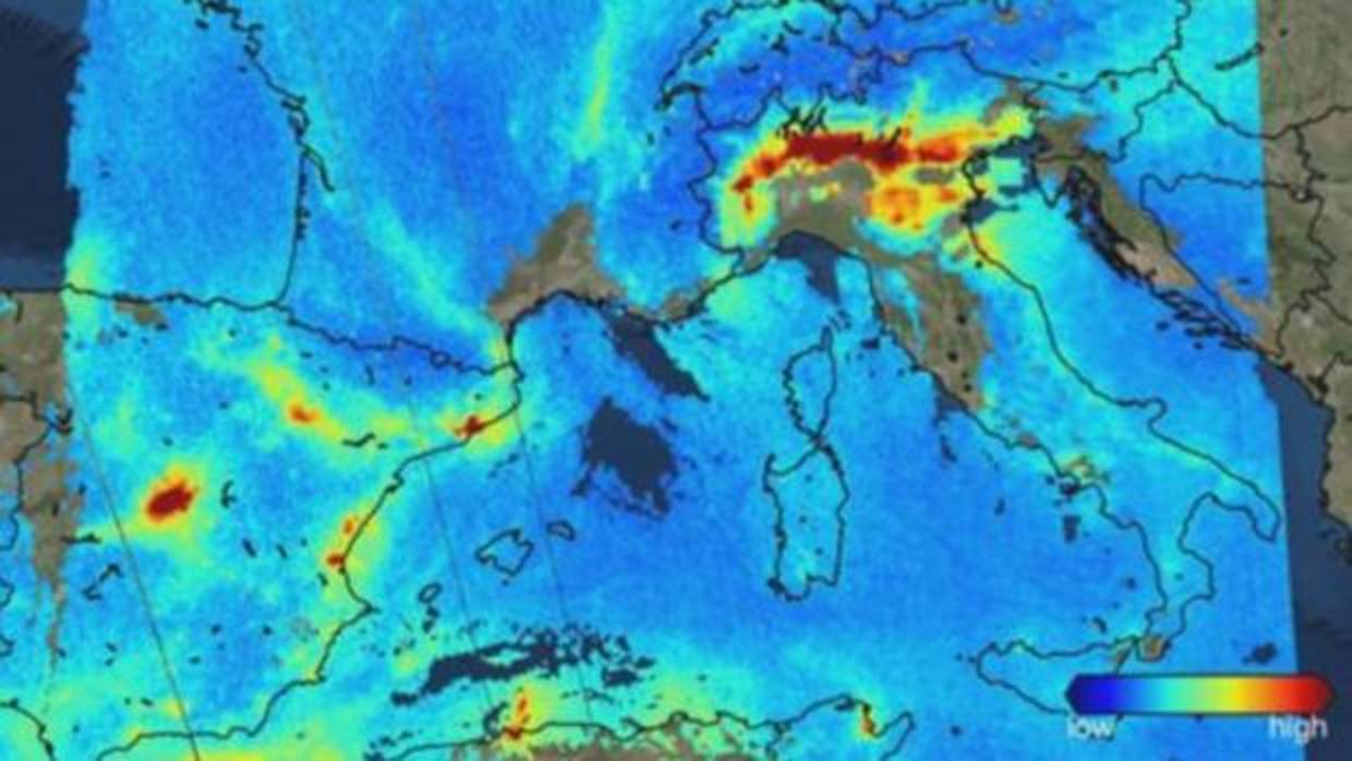 La alta contaminación de Madrid se ve desde el espacio señalada en rojo