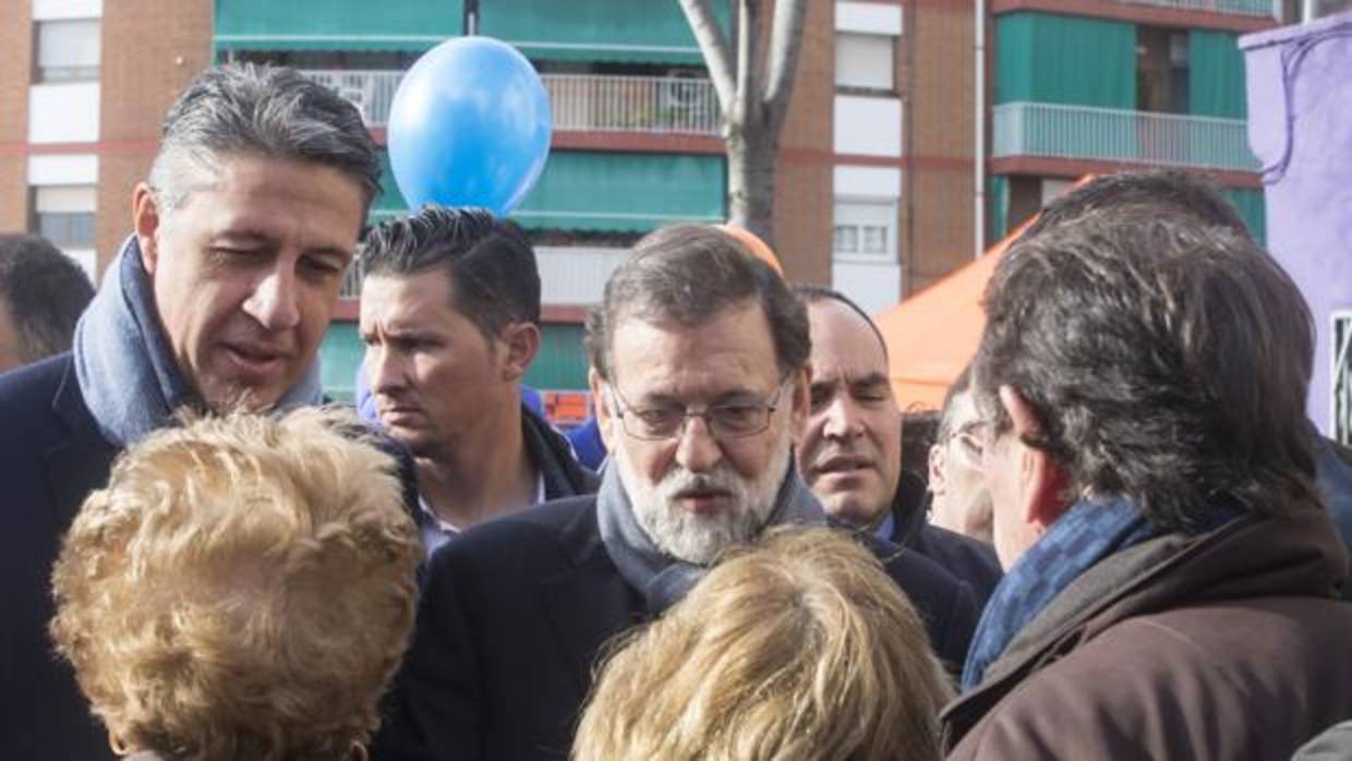 El presidente del Gobierno, con Xavier arcía Albiol y José Luis Bonet