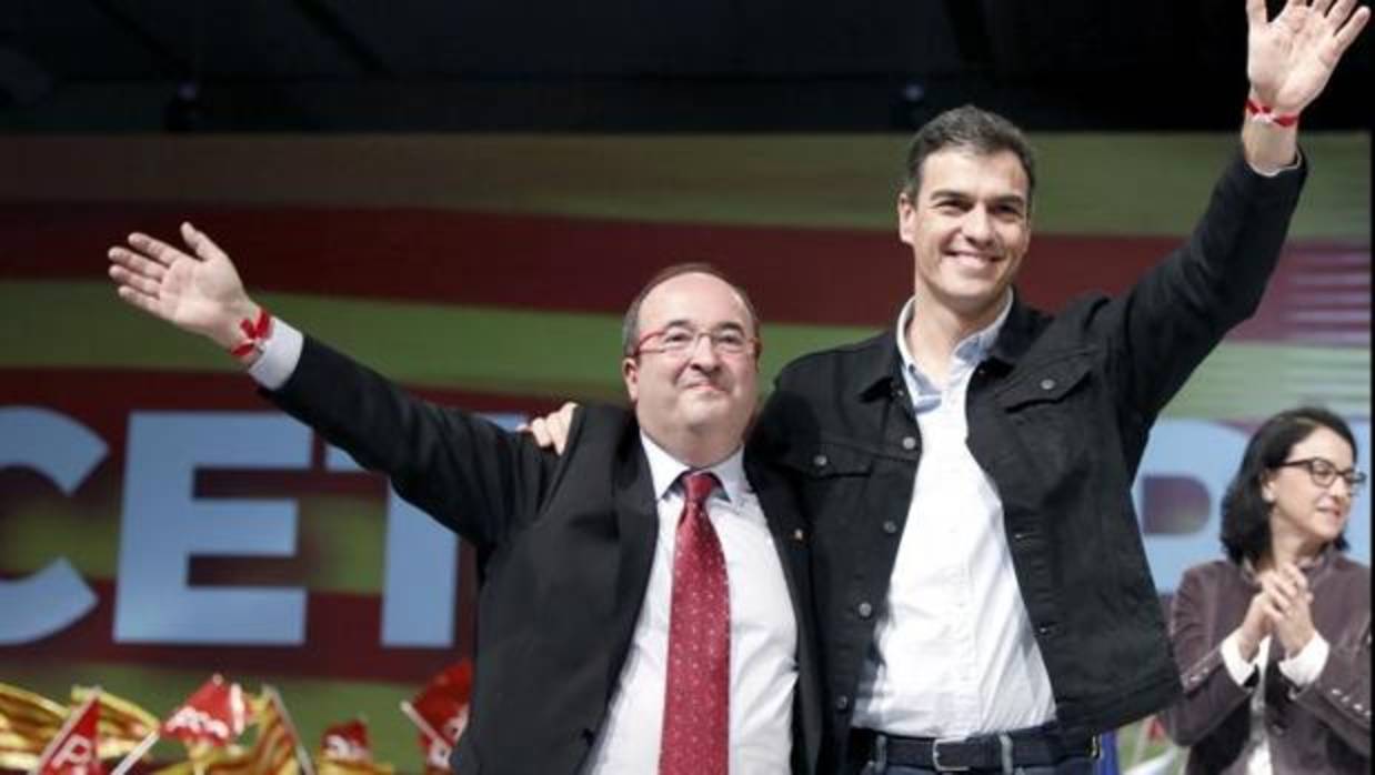 Iceta y Sánchez, durante la campaña