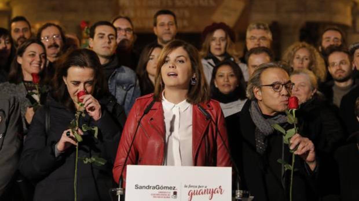 Sandra Gómez, durante la presentación de su candidatura a la secretaría general del PSPV en Valencia