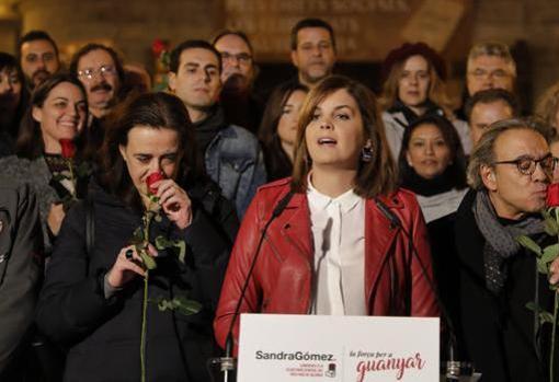 Sandra Gómez, durante la presentación de su candidatura a la secretaría general del PSPV en Valencia