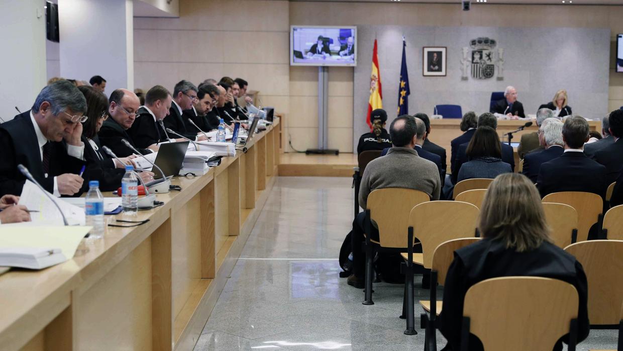 La sala de vistas de la Audiencia Nacional donde se celebra el juicio por la financiación ilegal del PP de Valencia
