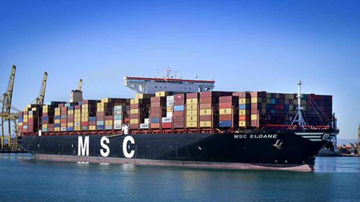 El buque MSC Eloane, atracado en el puerto de Valencia