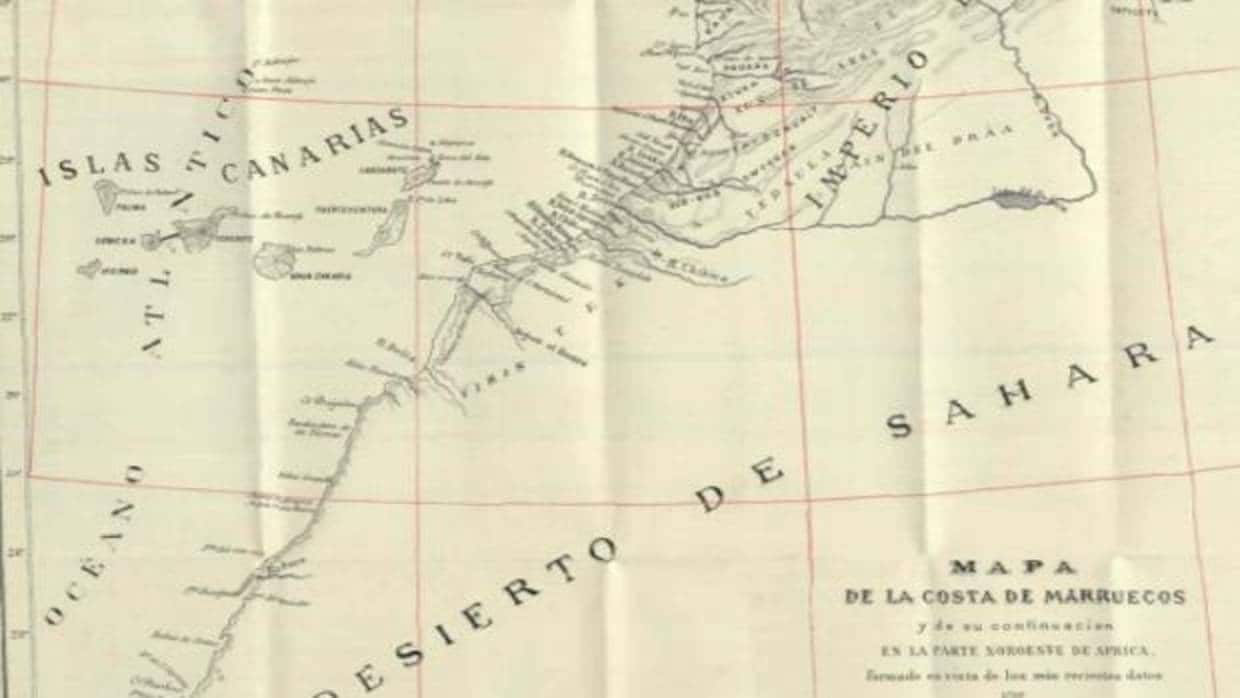 Mapa de Canarias y costa atlántica de Marruecos y Sáhara de 1881