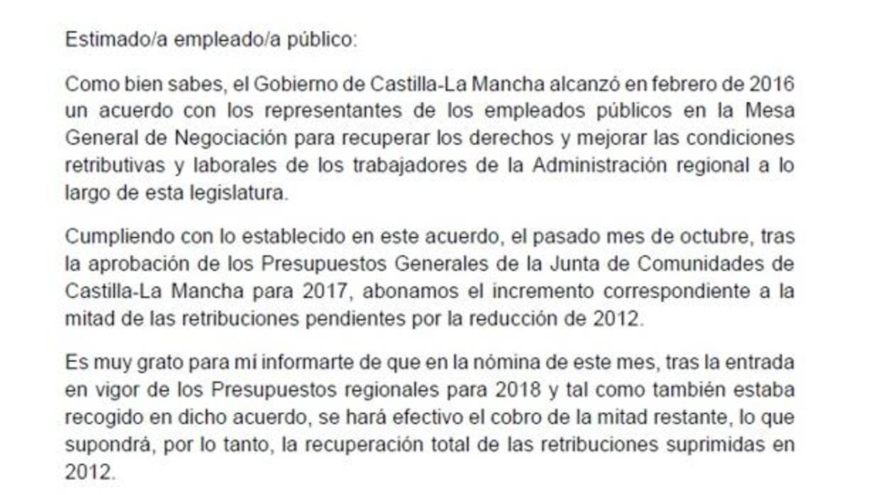 Los funcionarios cobrarán este mes el 1,5% que resta de las reducciones de 2012