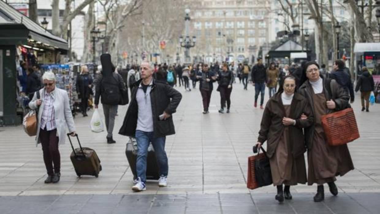 Un aspecto de las Ramblas de Barcelona, esta semana