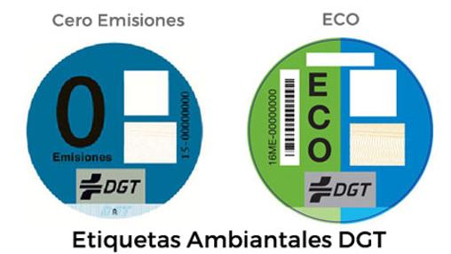 Dos de los distintivos ambientales que emite la DGT