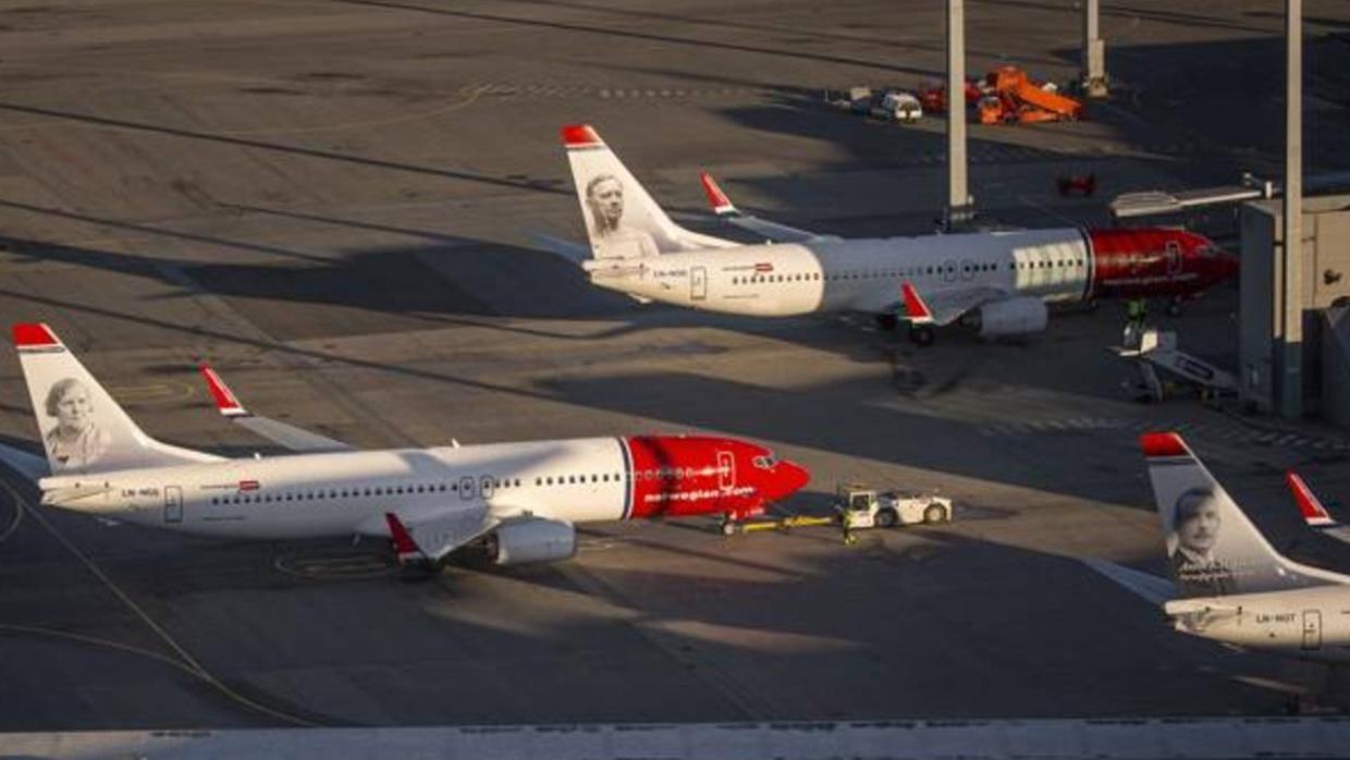 Aviones de la compañía Norwegian en una imágen de archivo