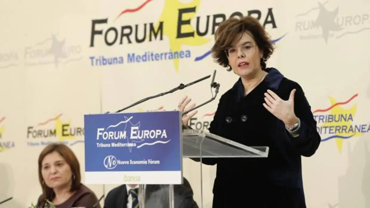 Soraya Sáenz de Santamaría, en el Fórum Europa celebrado en Valencia este miércoles