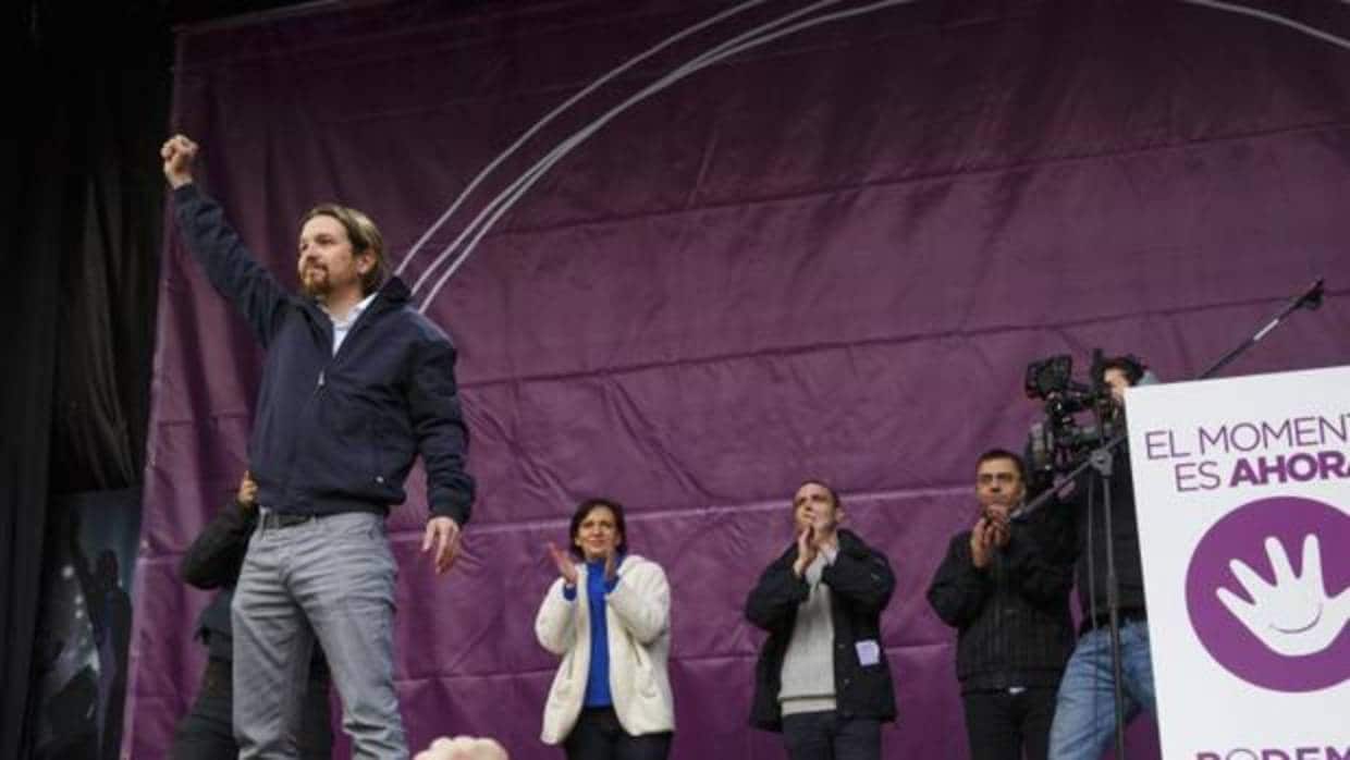 Pablo Iglesias, en 2015 durante una manifestación en la Plaza del Sol de Madrid
