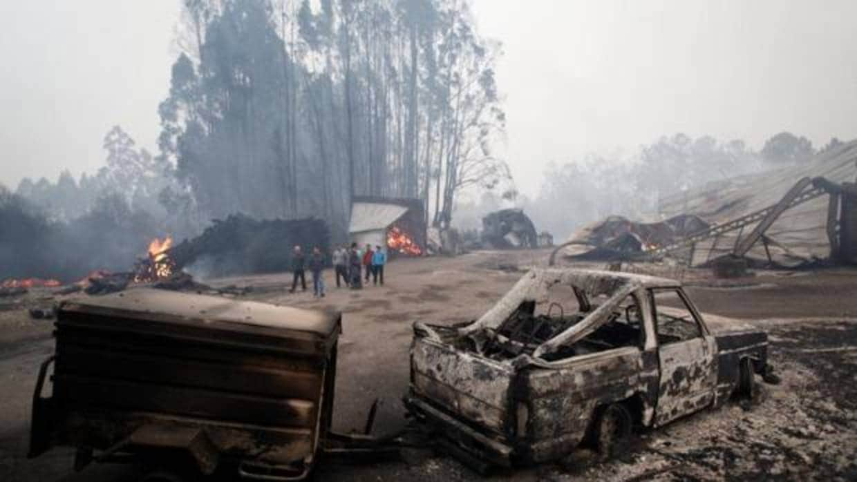 Desolador paisaje en As Neves, donde ardió un 90 por ciento de la superficie del municipio