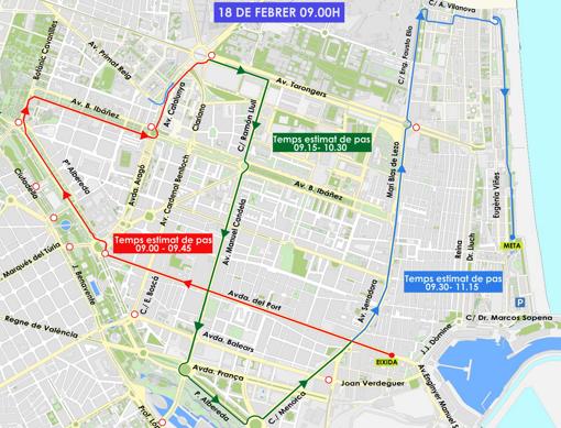 Imagen del plano de la carrera 15K el domingo
