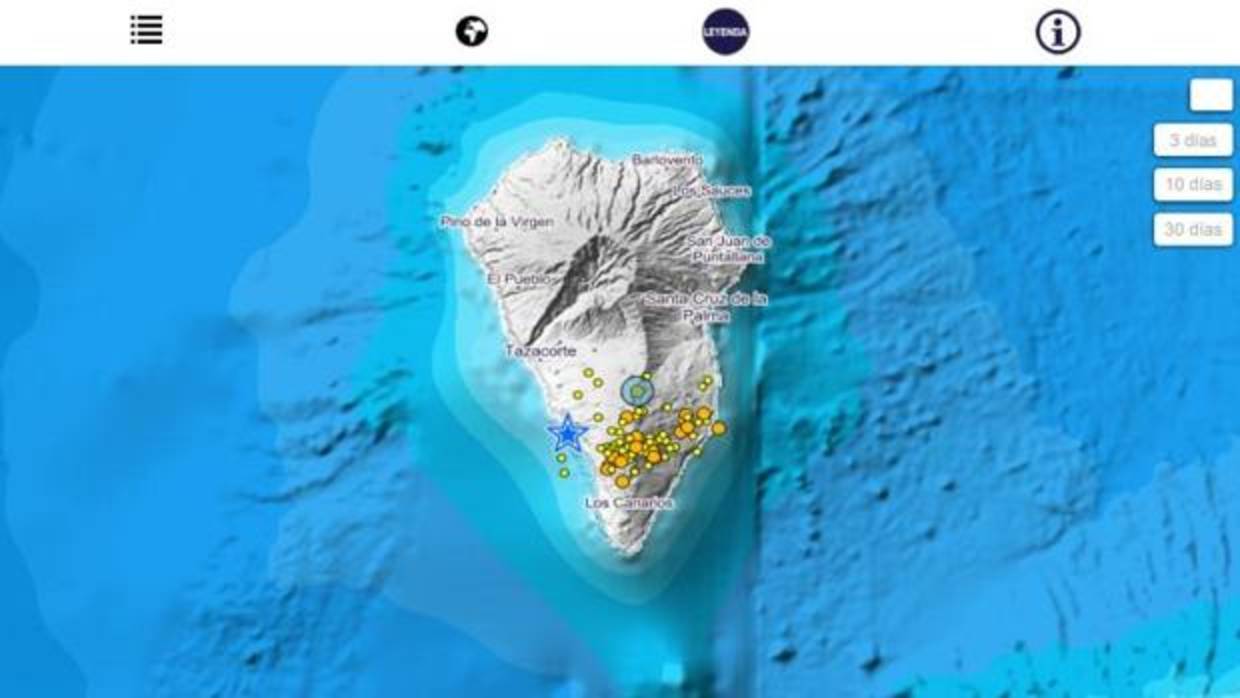 Imagen del enjambre de sismos registrados en La Palma en cuatro días