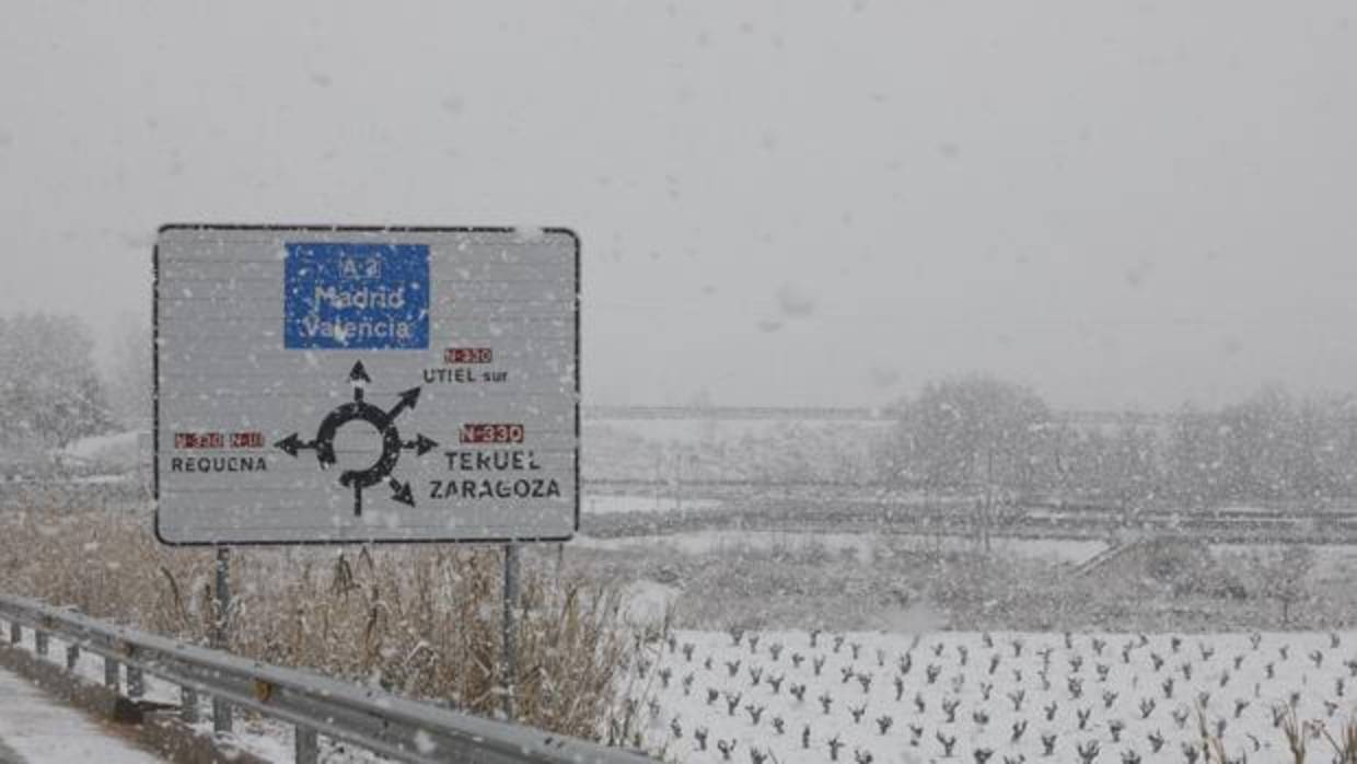 Imagen de la nevada en el término municipal de Utiel