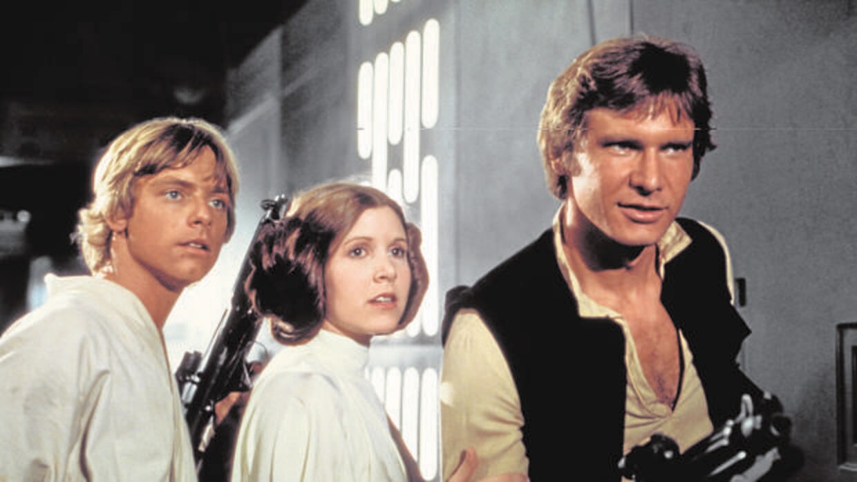 Mark Hamill, Carrie Fisher y Harrison Ford, en una escena de «La Guerra de las Galaxias»