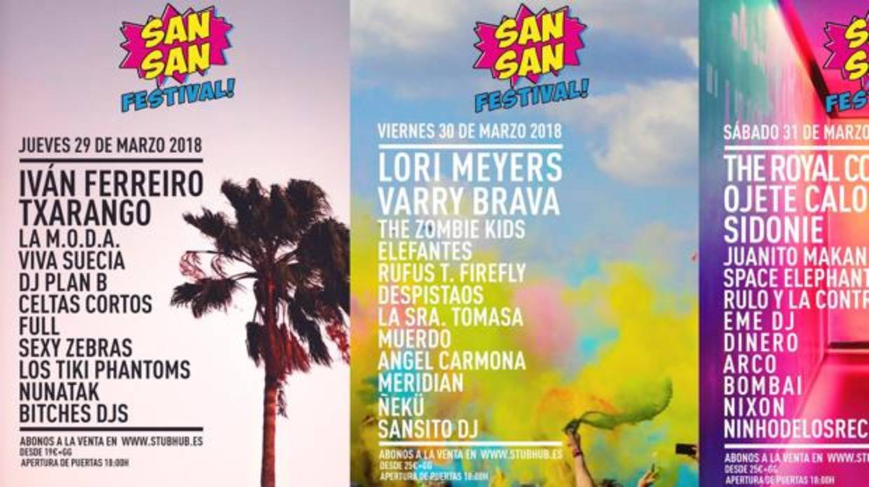 Cartel por días del SanSan Festival de Benicàssim