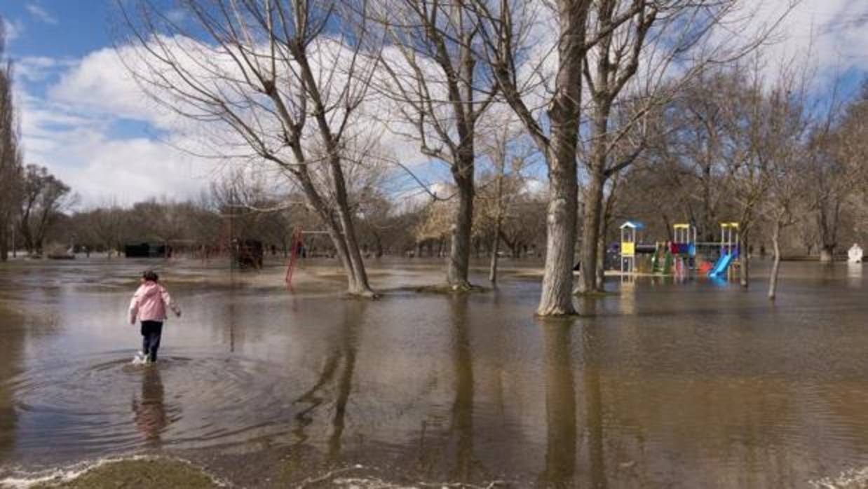 Crecida del río Águeda, tras las últimas lluvias, a su paso por Ávila