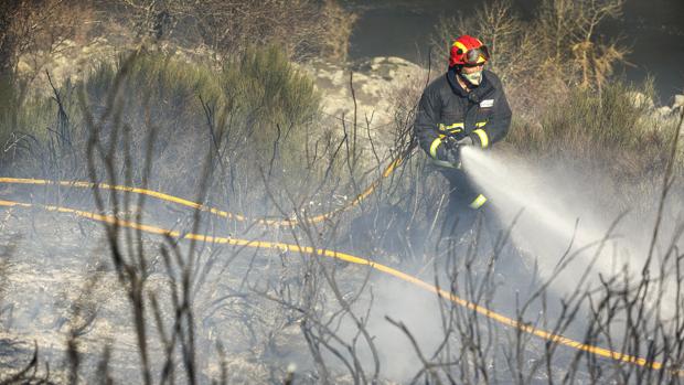 Los bomberos frenan un incedio que amenazaba el yacimiento arqueológico de Siega Verde