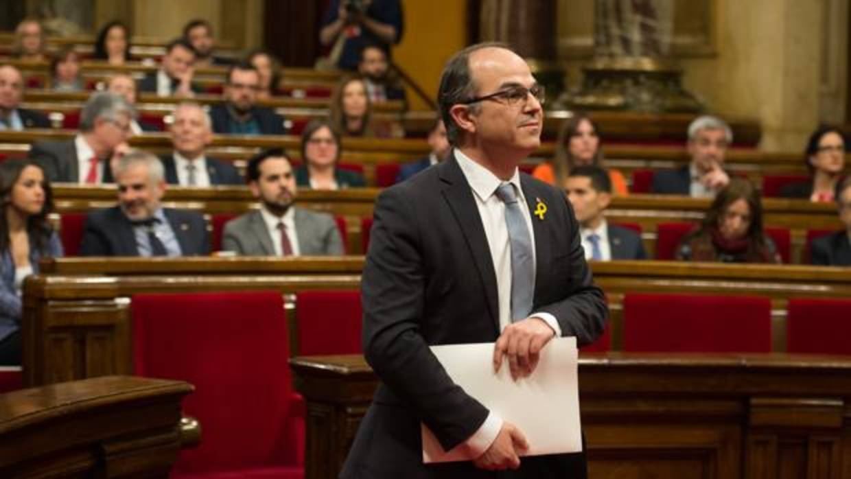El candidato de Junts per Catalunya Jordi Turull hoy en el Parlament