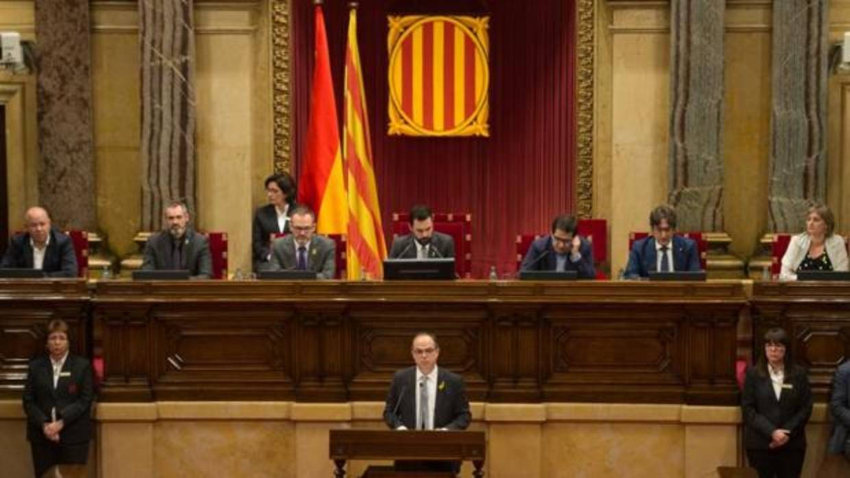 Jordi Turull, el jueves, durante su discurso de investidura en el Parlament de Cataluña