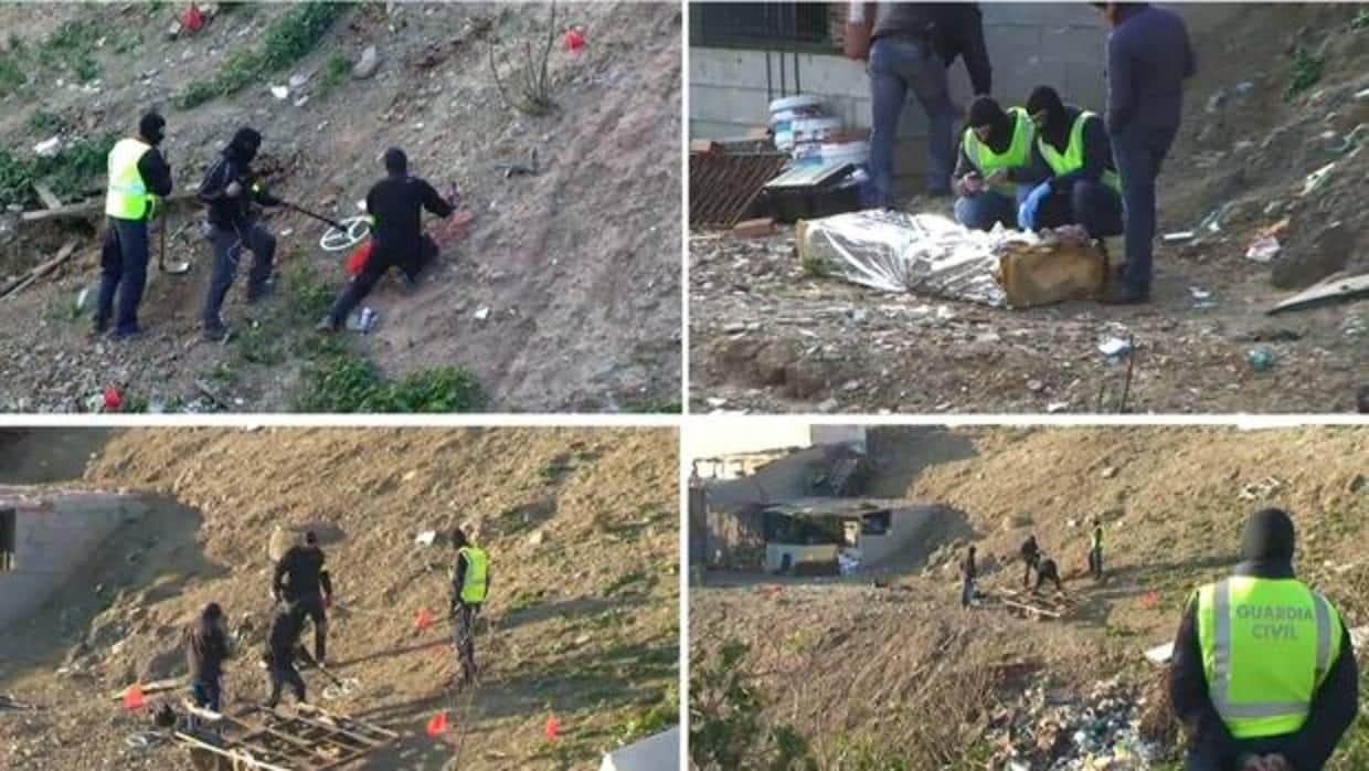 Agentes de la Guardia Civil en 2017 desenterrando las armas que supuestamente escondieron los acusados