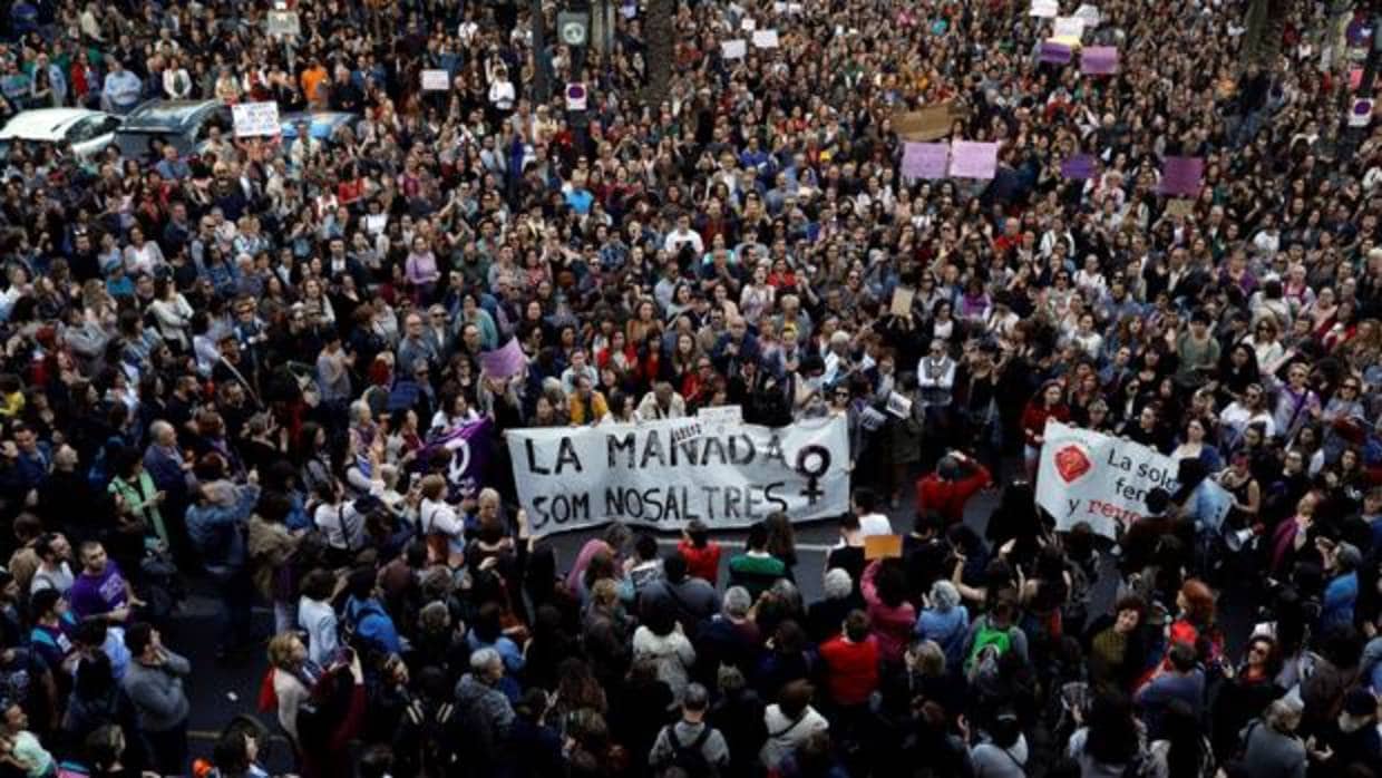 Imagen de la manifestación en Valencia contra la sentencia de «La Manada»