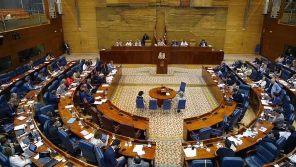 Imagen general del hemiciclo de la Asamblea de Madrid durante un pleno