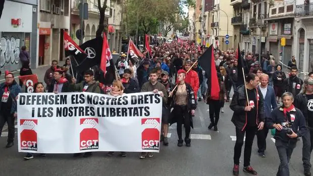 Los manifestantes en las calles de Barcelona el 1 de mayo