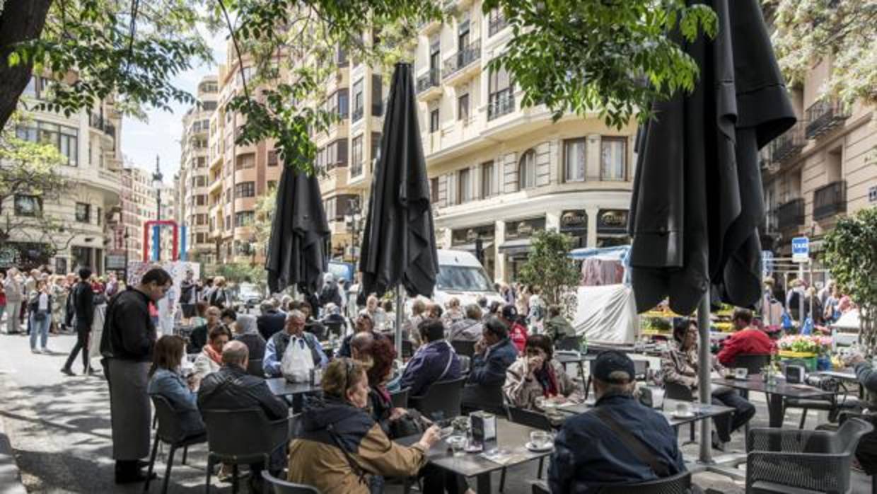 Imagen tomada en una terraza del centro de Valencia