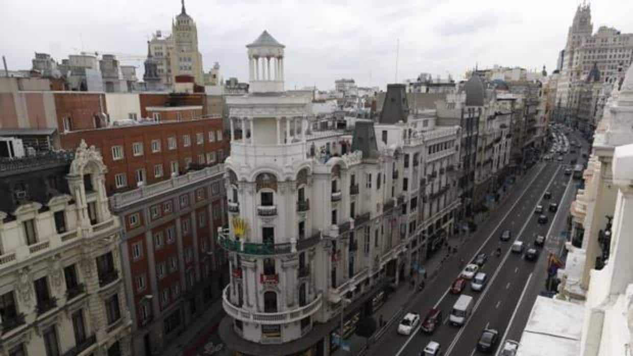 Vistas del inicio de la Gran Vía desde la calle Alcalá