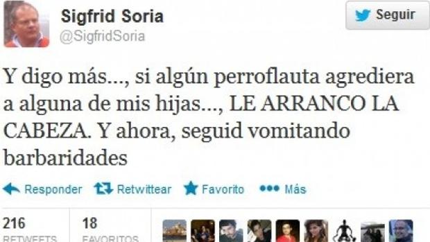 El PP no echó a Sigrid Soria, dirigente que dijo en Twitter querer «arrancar la cabeza a perroflautas»