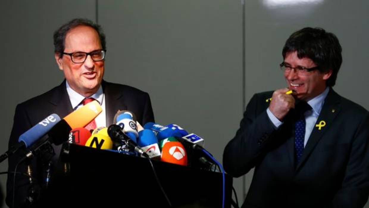 Quim Torra y Carles Puigdemont en una comparecencia conjunta esta semana en Berlín