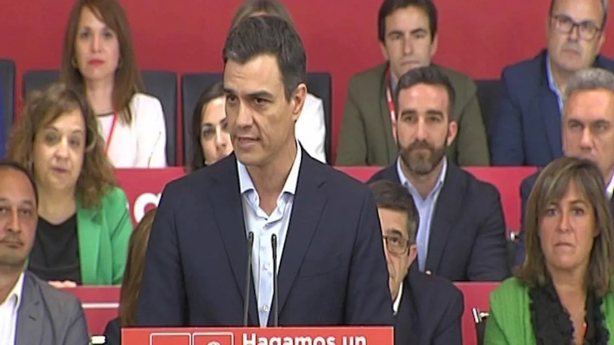 El secretario general del PSOE, Pedro Sánchez, tras la reunión del Comité Federal del PSOE