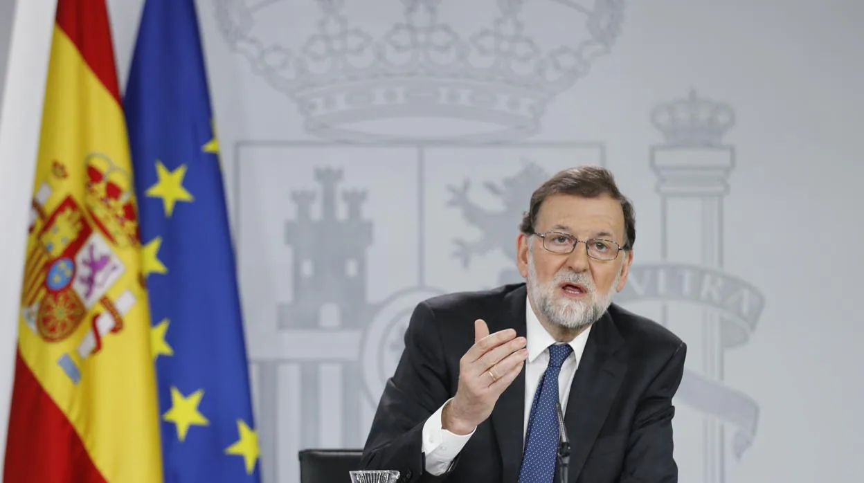 Mariano Rajoy en La Moncloa tras la presentación de la moción de censura